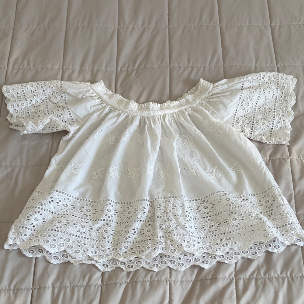 White Eyelet Lace Off-The-Shoulder Top